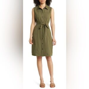 Caslon Sleeveless Tie Waist Dress -‎ Olive
